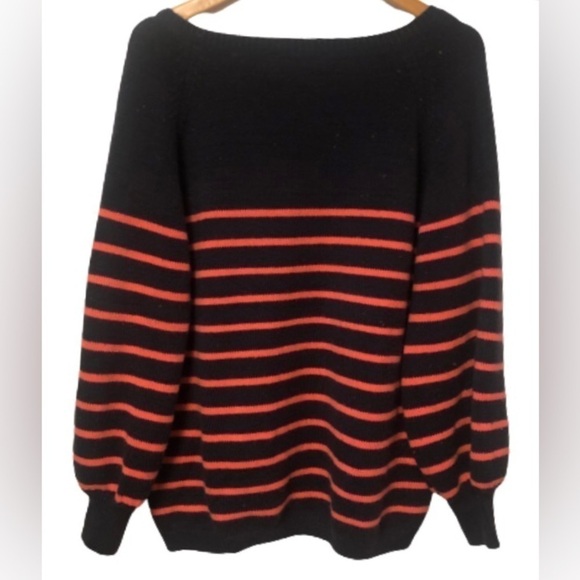 Davi & Dani Navy and Pink Stripe Henley Sweater SIZE 3X nautical cabin core - Picture 2 of 3